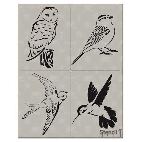 birds detailed  pack stencil