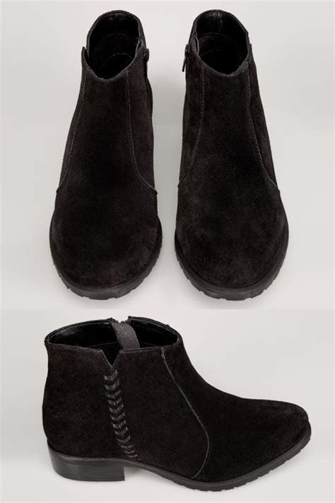 black leather ankle boot with whipstitch side detail in