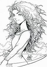 Merida Princesses Artgerm Princesse Archery Tvhland Brave Coloriages Coloringonly Angus Bathing Sitting Adulte sketch template