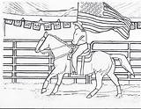 Coloring Pages Horse Rodeo Riding Flag Cowgirl Girl Color Horses Kids Printable Barrel Racing Printables Rocks Sheets Print Drawing Horseback sketch template