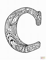 Zentangle Alphabet Lettere Letra Supercoloring Stilizzate Zentangles Alfabeto Particolari Martinchandra Stencils sketch template