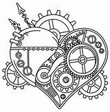 Coloring Steampunk Pages Heart Embroidery Adult Book Sheets Visit Tattoo Color Clock Urbanthreads Choose Board sketch template