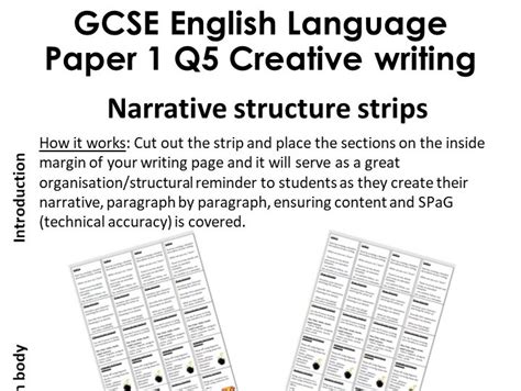 gcse english language paper   narrative writing structure strip