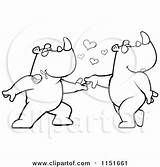 Rhino Cartoon Couple Romantic Doing Coloring Dance Clipart Thoman Cory Outlined Vector 2021 sketch template