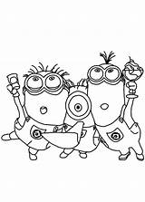 Minions Coloring Minion Pages Coloriage Despicable Drawing Outline Imprimer Partying Dance Sing Birthday Stuart Three Color Print Les Dessin Printable sketch template