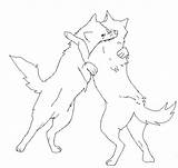 Fighting Wolves Lineart Deviantart Line Wolfs sketch template