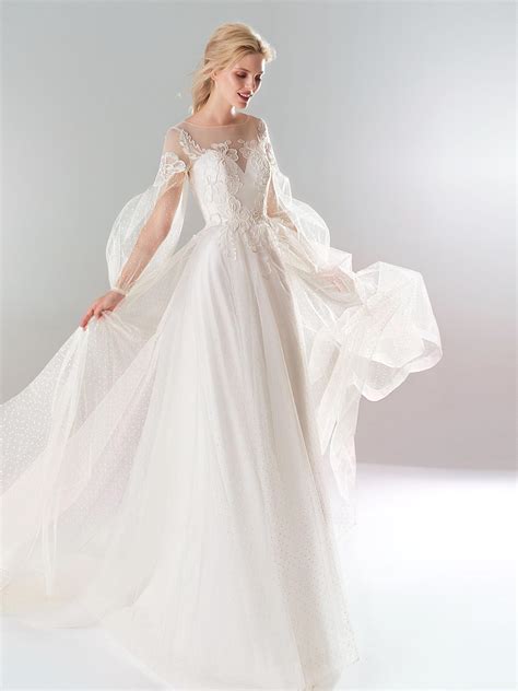 Papilio A Line Wedding Dress With Polka Dot Lace And