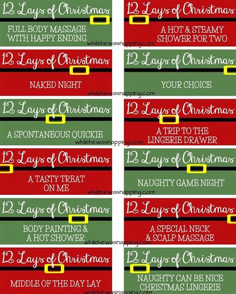 {printable} 12 Lays Of Christmas Coupons For Couples