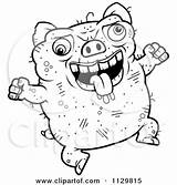 Pig Ugly Clipart Jumping Outlined Coloring Cartoon Cory Thoman Vector Royalty 2021 sketch template