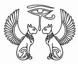 Egyptian Cat Tattoo Eye Horus Wings Drawing Egypt Cats Tattoos Drawings Symbols Scarab Symbol Tattoodonkey Bastet Ancient Coloring Designs Ankh sketch template