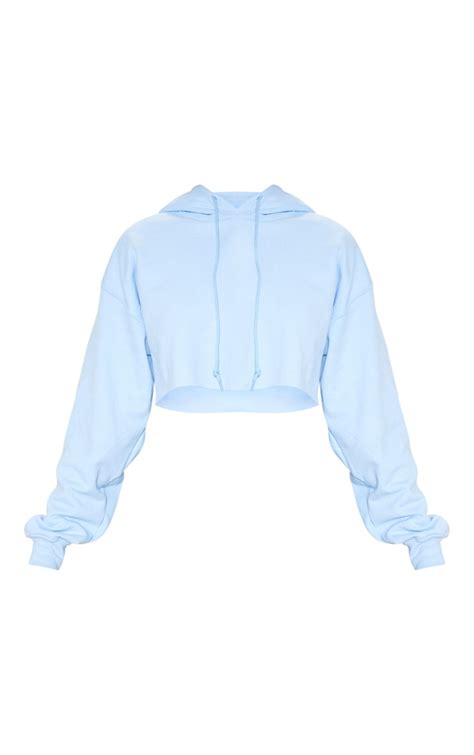 baby blue ultimate oversized crop hoodie prettylittlething