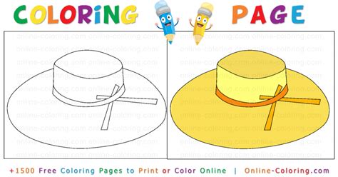 yellow summer hat   coloring page