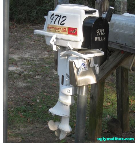 boat motor mail box  fishing   diy mailbox mailbox mailbox decor