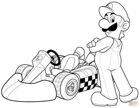luigi  mario kart wii coloring page  printable coloring pages