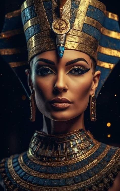 An Egyptian Woman With Gold And Blue Makeup