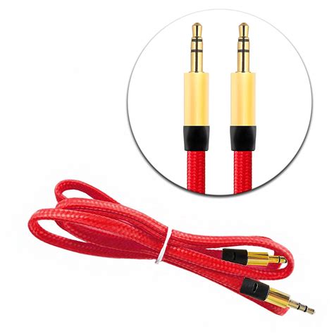 mm aux auxiliary cord male  male stereo audio car home speaker cable  feet red