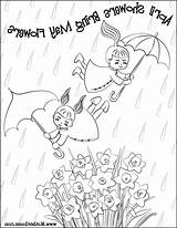 April Showers Bring Coloring May Flowers Pages Getcolorings Printable Color Getdrawings sketch template