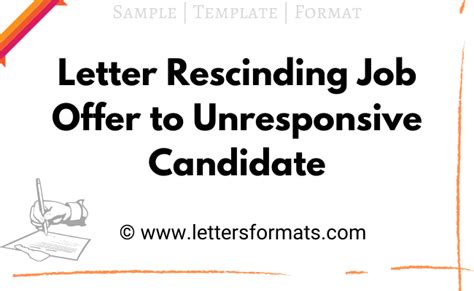 rescinding job offer  unresponsive candidate sample letter