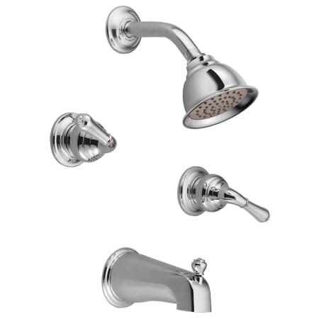 moen  chrome double handle tub  shower trim  valve  multi function shower head