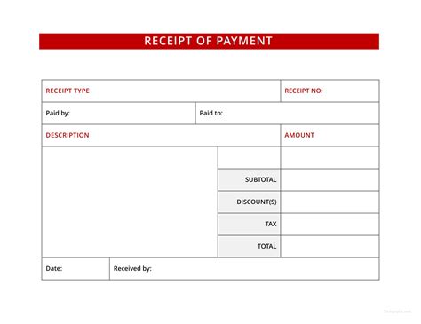 payment receipt template  microsoft word templatenet