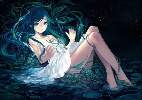 blue eyes blue hair water lights sexy anime wallpapers hd desktop and mobile backgrounds