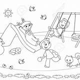 Playground Drawing Children Playing Coloring Illustration Paintingvalley sketch template