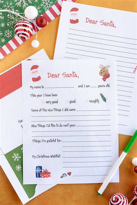 printable letter  santa templates  children  blog