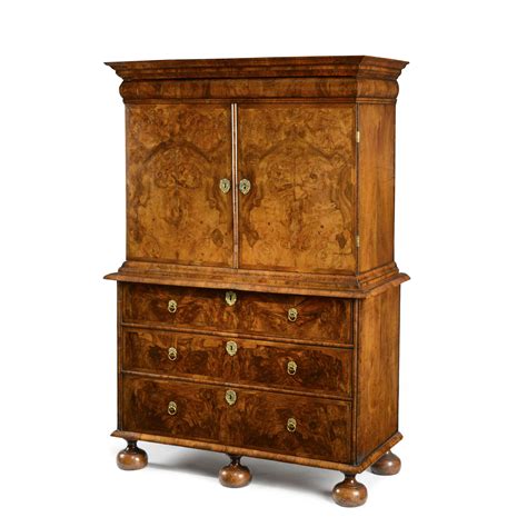 William And Mary Burr Walnut Cabinet On Chest Millington