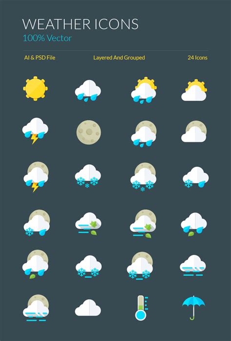 weather icons  symbols graphberrycom