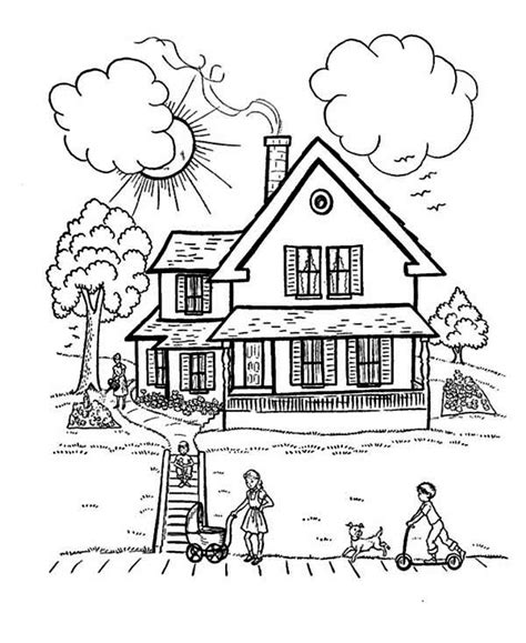 perfect house  family  houses coloring page color luna