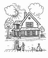 House Coloring Family Houses Pages Perfect Colouring Color Kids People Tree Drawings Colorluna Print Choose Board sketch template