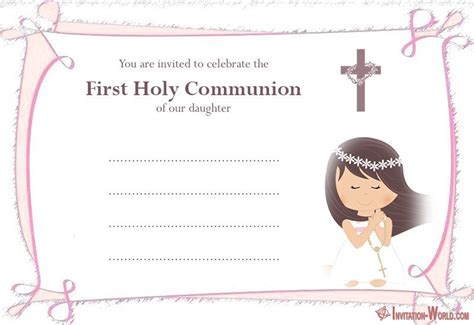 printable  holy communion invitation cards printable templates