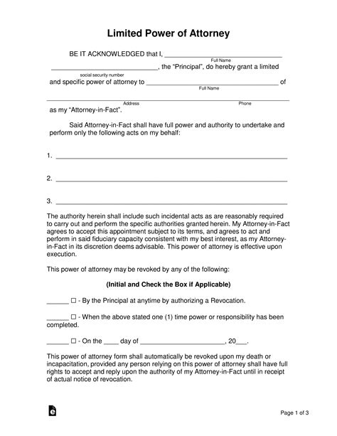 printable power  attorney forms   printable templates