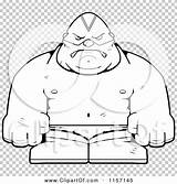 Luchador Outlined Coloring Clipart Cartoon Vector Cory Thoman sketch template