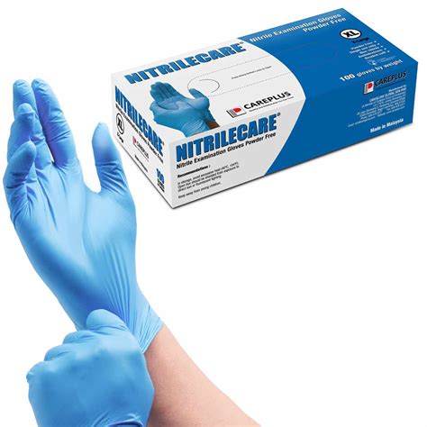 careplus nitrilecare blue nitrile exam gloves xl  mil latex
