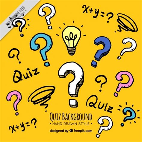 yellow quiz background  hand drawn style vector