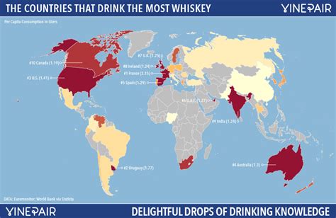 map the countries that drink the most whiskey per capita
