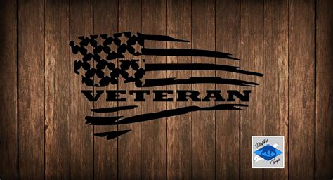 veteran american flag vinyl decal  custom text option etsy