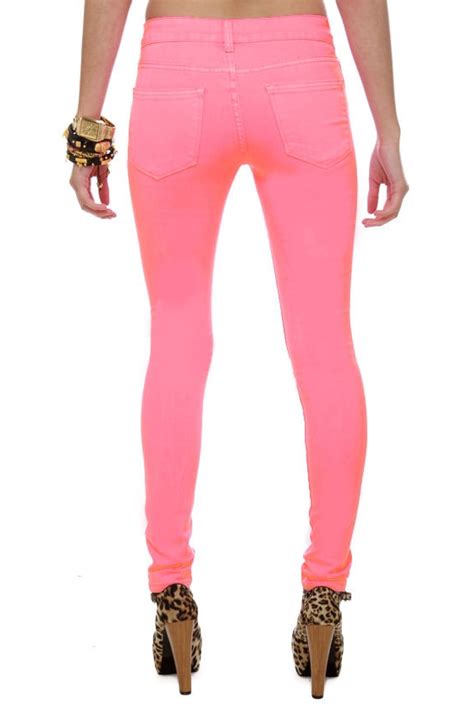 Neon Pink Jeans Skinny Jeans Pink Denim 58 00