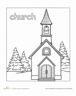 church worksheet educationcom church art coloring pages