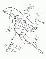 Coloring Barbie Pages Swimming Swim sketch template