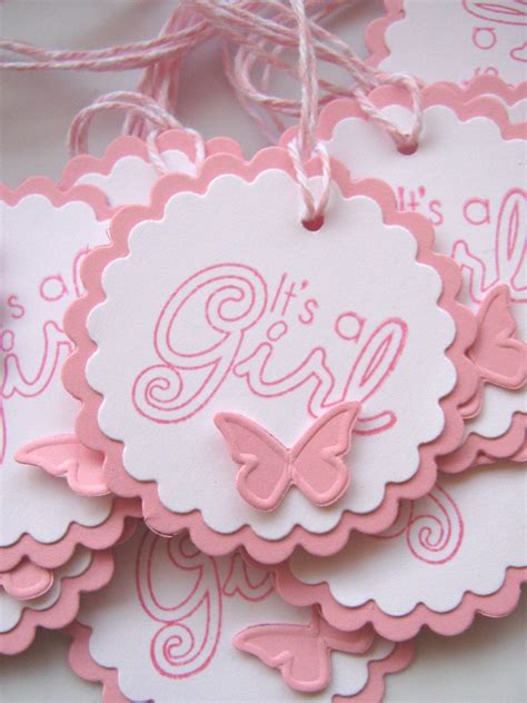 girl baby gift tags pink  white baby girl etsy