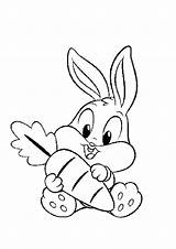Bunny Coloring Baby Pages Cute Kids Bugs Animal Carrot Bunnies Rabbit Easter Easy Color Drawing Print Printable Boyama Looney Tunes sketch template