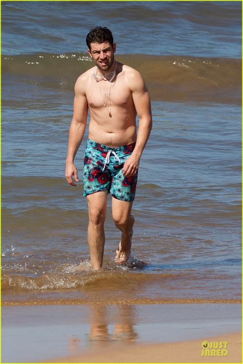Max Greenfield Shirtless Vacation With Bikini Clad Wife Tess Photo