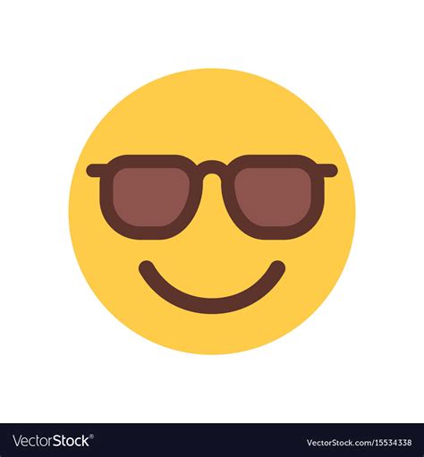 Yellow Smiling Cartoon Face In Sun Glasses Emoji Vector Image