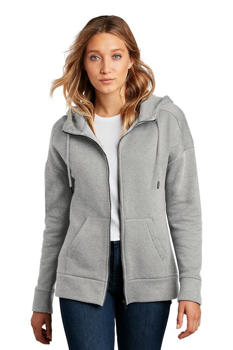 district womens perfect weight fleece drop shoulder full zip hoodie product district