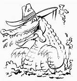 Alligator Coloring Printable Pages Gator Print Sheets Man Hat sketch template