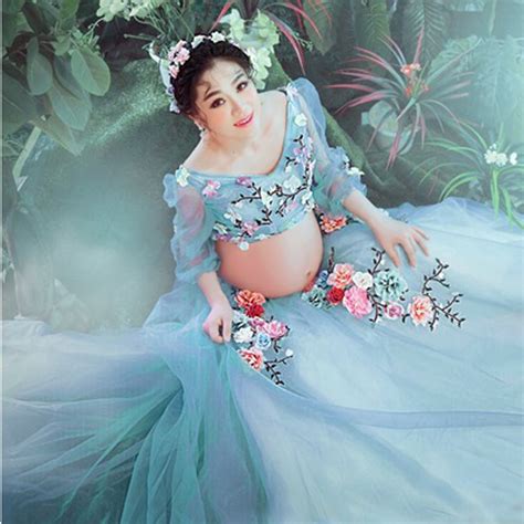 New Sexy Pregnant Dresses Maternity Photography Props Maternity Floral