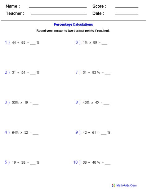 grade percentage worksheets  answers preschool  worksheets