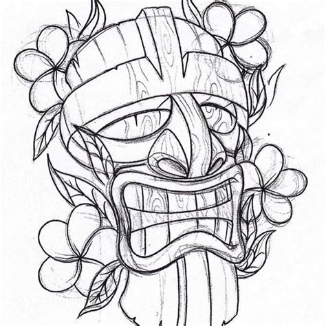 tiki mask coloring pages home sketch coloring page